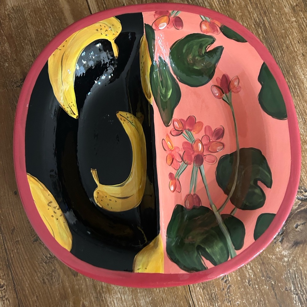Droll Designs Ceramic Painted Divide Bowl